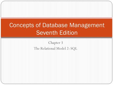 Concepts Of Database Management 7th Edition Chapter 3 Answers Doc