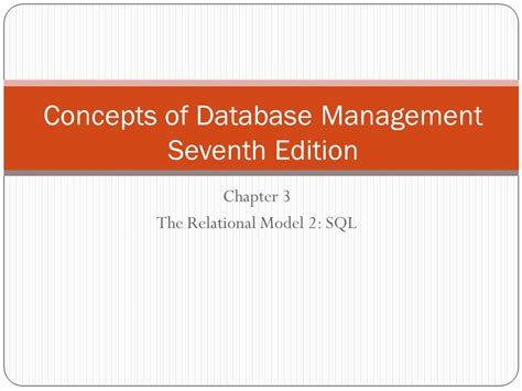 Concepts Of Database Management 7th Edition Chapter 3 Answers Doc