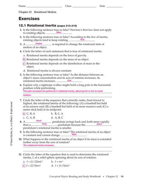 Conceptual Physics Chapter 12 Answers Reader