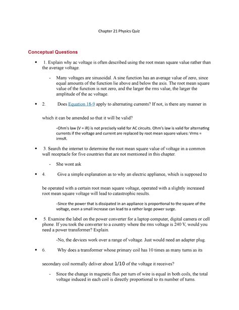 Conceptual Physics Chapter 21 Answers Doc