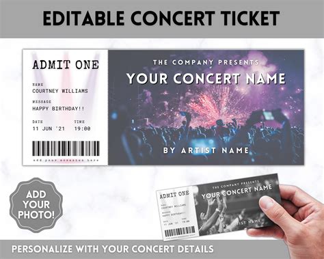 Concert Ticket Template For Gift