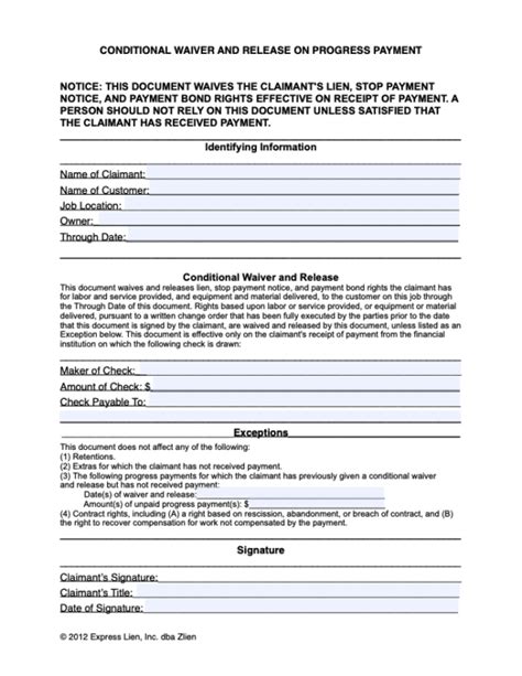 Conditional Waiver and Release Upon Progress Payment: A Comprehensive Guide for Contractors