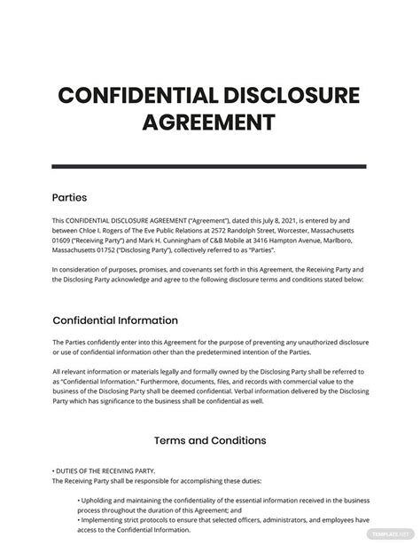 Confidentiality Disclosure Agreement Template