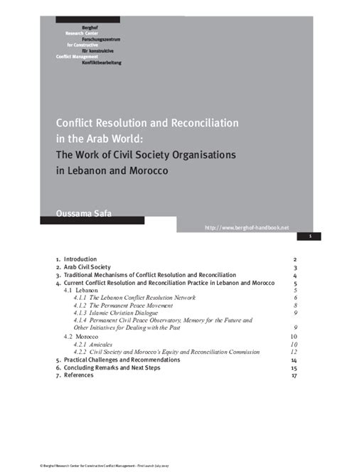 Conflict Resolution And Reconciliation In The Arab World 2 PDF