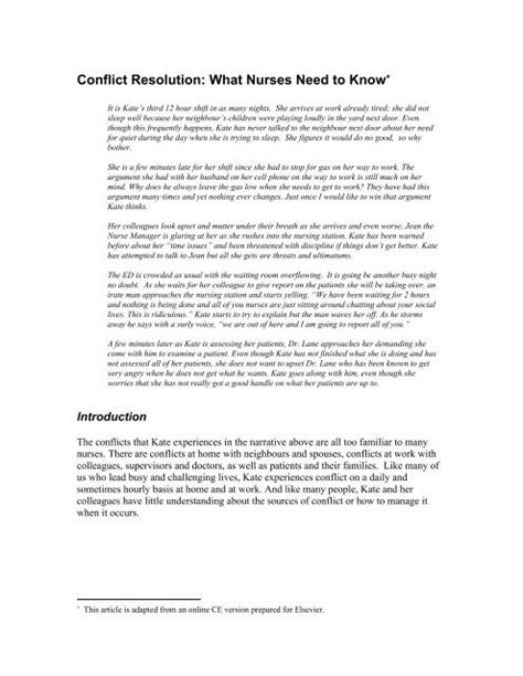 Conflict Resolution What Nurses Need To Know Kindle Editon