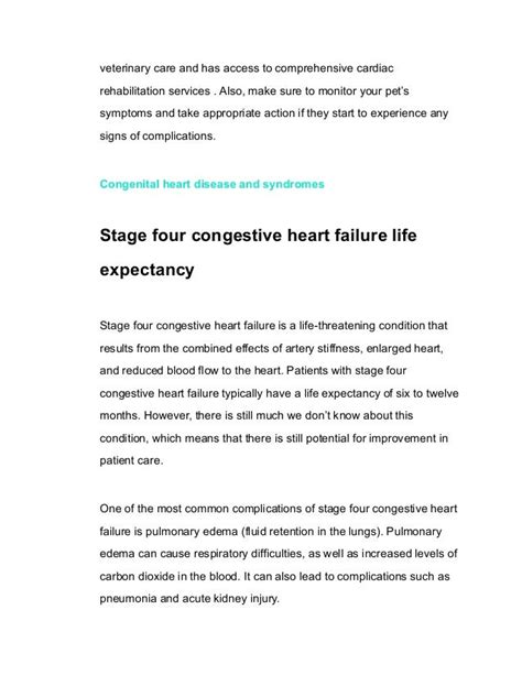 Congestive Heart Failure Life Expectancy Stage 4: A Comprehensive Overview