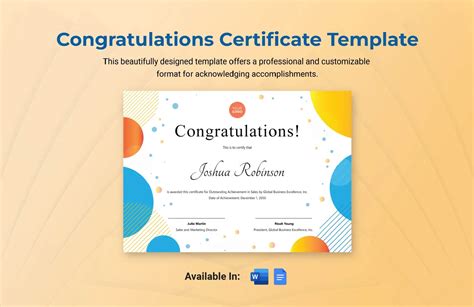 Congrats Certificate Template