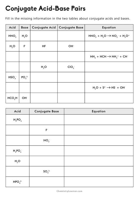 Conjugate Acid Base Pairs Answers Chemistry If8766 PDF