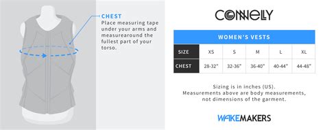 Connelly Life Jacket Size Chart
