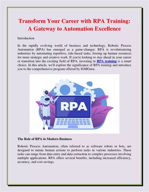 Conquer Automation with RPA Course Singapore: Your Gateway to a Lucrative Career