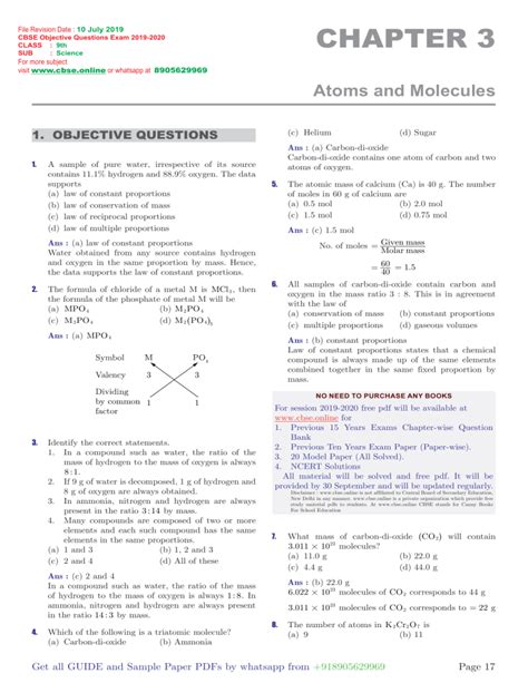 Conquer Chemistry: Master Atoms and Molecules Class 9 MCQs Like a Pro!