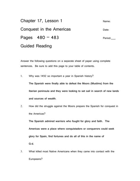 Conquest In Americas Guided And Review Answers Reader