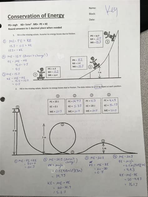 Conservation Of Energy Worksheet Answer Key Reader