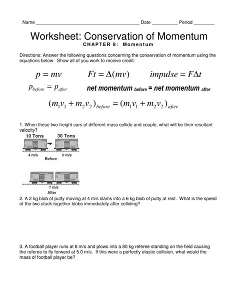 Conservation Of Momentum Worksheet Answers PDF