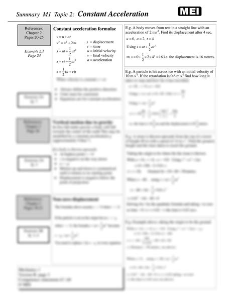 Constant Acceleration Mei M1 Answers PDF