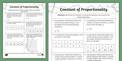 Constant of Proportionality Worksheet: 15 Examples for Success