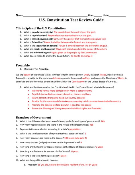 Constitution Test Questions Answers Reader