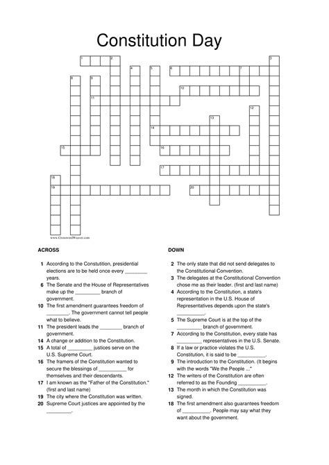 Constitutional Crossword Answers Page 33 Doc