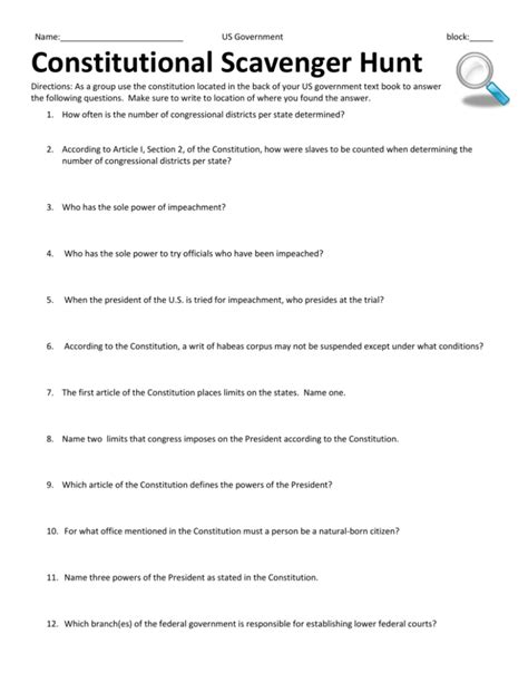 Constitutional Scavenger Hunt Answer Key Article 3 Reader