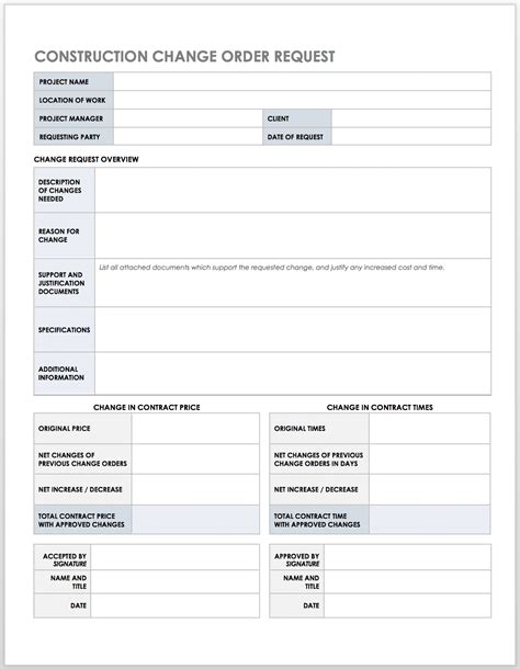 Construction Change Order Template Word