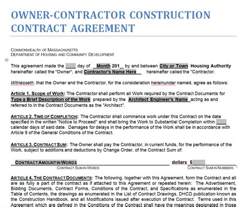 Construction Contract Agreement: A Comprehensive Guide for Owners and Contractors