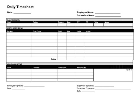 Construction Daily Timesheet Template