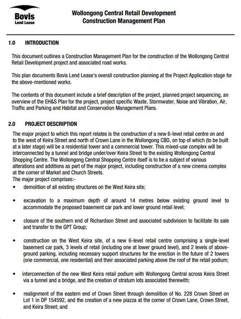 Construction Management Plan Template