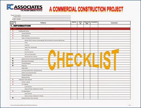 Construction Project Checklist Template