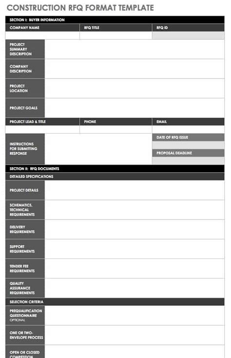 Construction Rfq Template