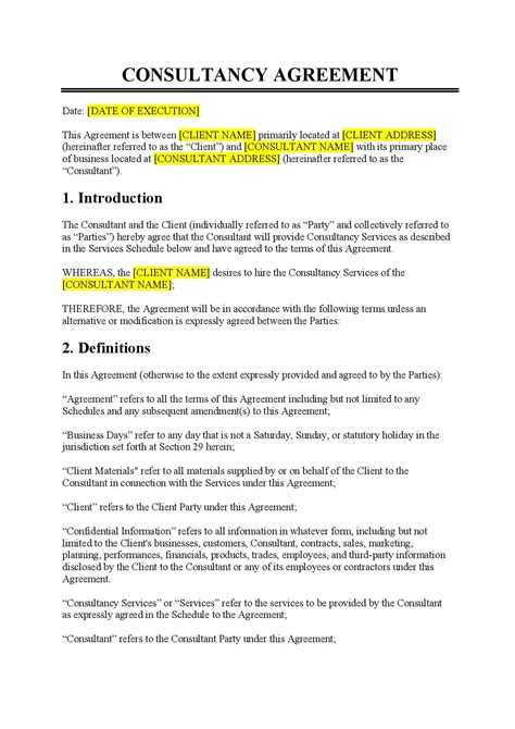 Consultancy Contract Template