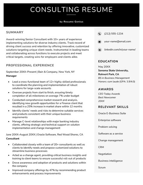 Consulting Cv Template