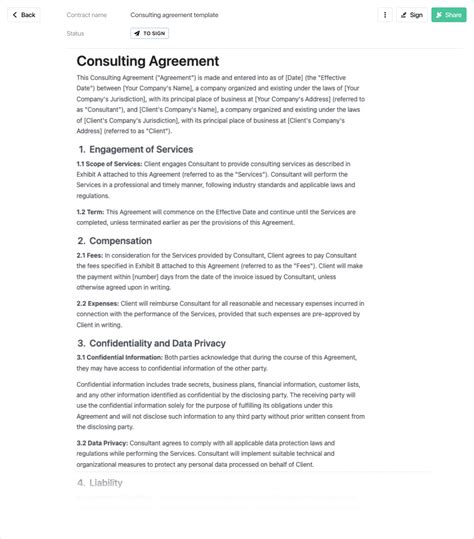 Consulting Service Agreement Template
