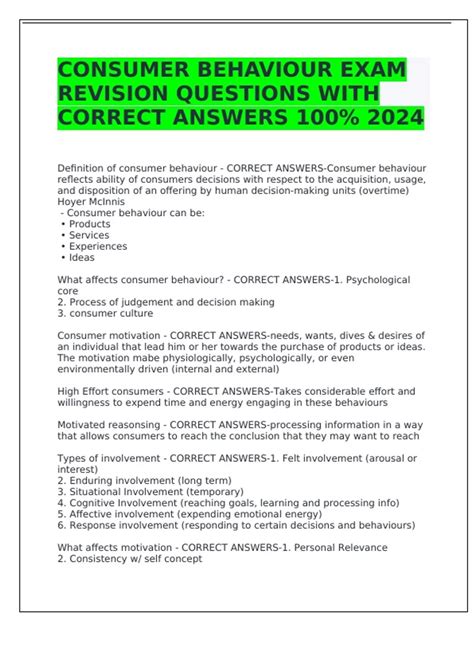 Consumer Behaviour Exam Questions Answers Epub