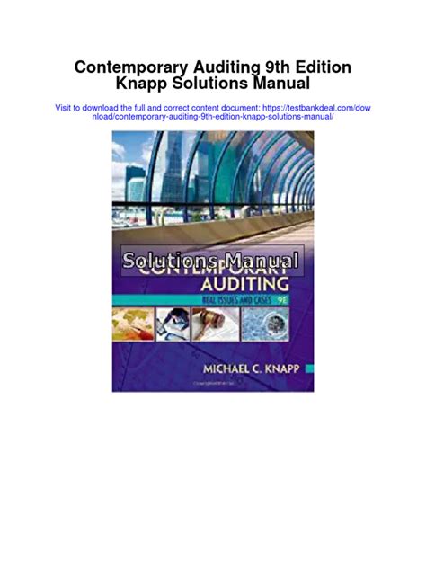 Contemporary Auditing Knapp 9th Edition Solutions Manual Kindle Editon