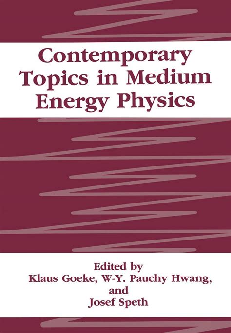 Contemporary Topics in Medium Energy Physics 1st Edition PDF