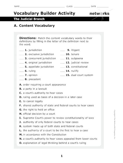 Content Vocabulary Activity 31 Answer Key PDF