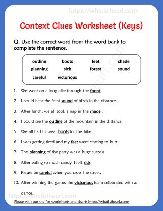 Context Clues Answers Key Packet Doc