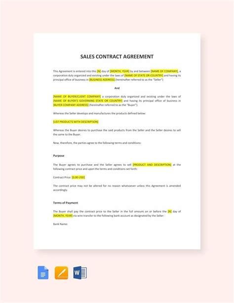 Contract Agreement Template Word