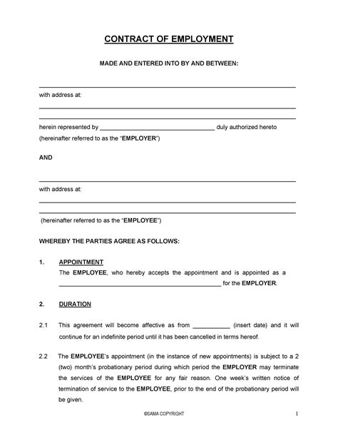 Contract For Work Template