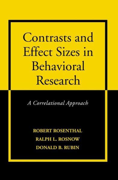 Contrasts and Effect Sizes in Behavioral Research A Correlational Approach PDF