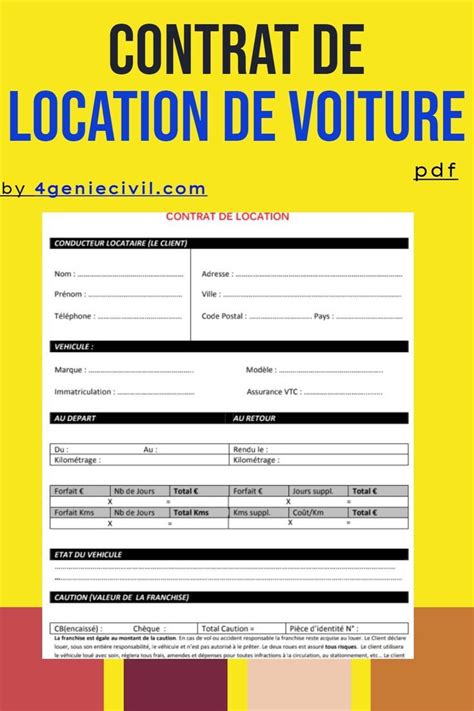 Contrat vierge location voiture particulier pdf Kindle Editon