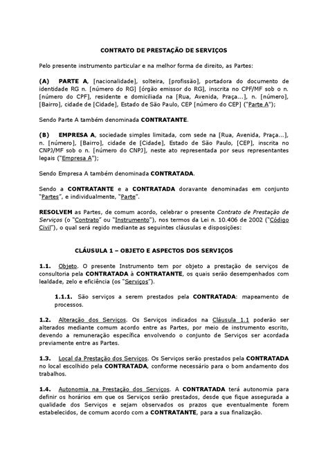 Contratos de prestação de serviços: