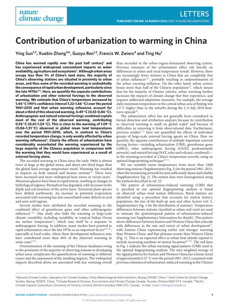 Contribution to Urbanization: