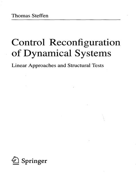 Control Reconfiguration of Dynamical Systems Linear Approaches and Structural Tests 1st Edition Reader