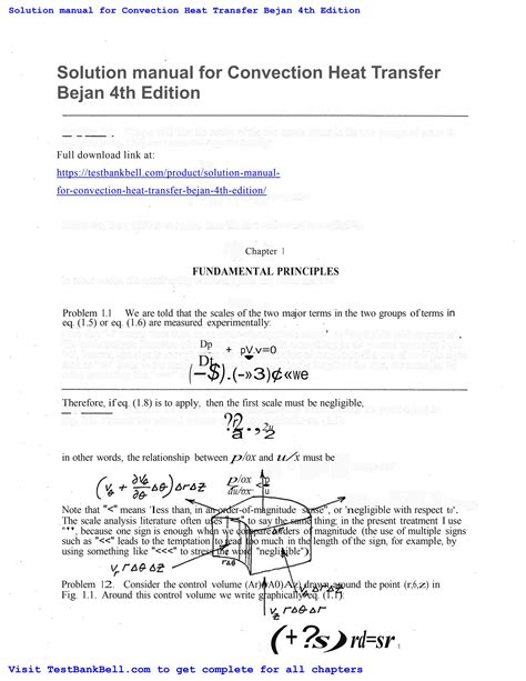 Convection Heat Transfer Bejan Solution Manual PDF