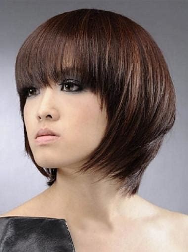 Convenient Auburn Straight Chin Length Human Hair Wigs for 2025