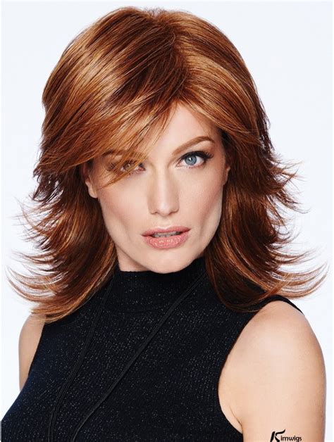 Convenient Auburn Straight Shoulder Length Synthetic Wigs