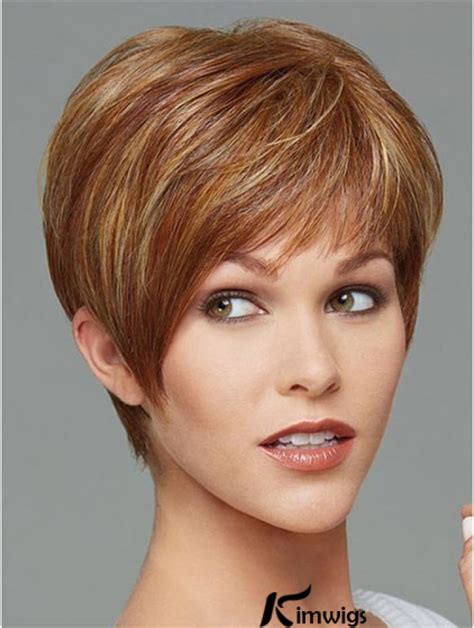 Convenient Brown Straight Cropped Synthetic Wigs