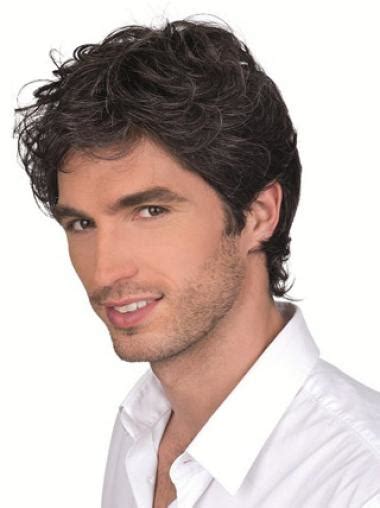 Convenient Monofilament Curly Short Men Wigs