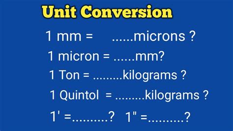 Conversion Factors: From Um to Microns and Beyond